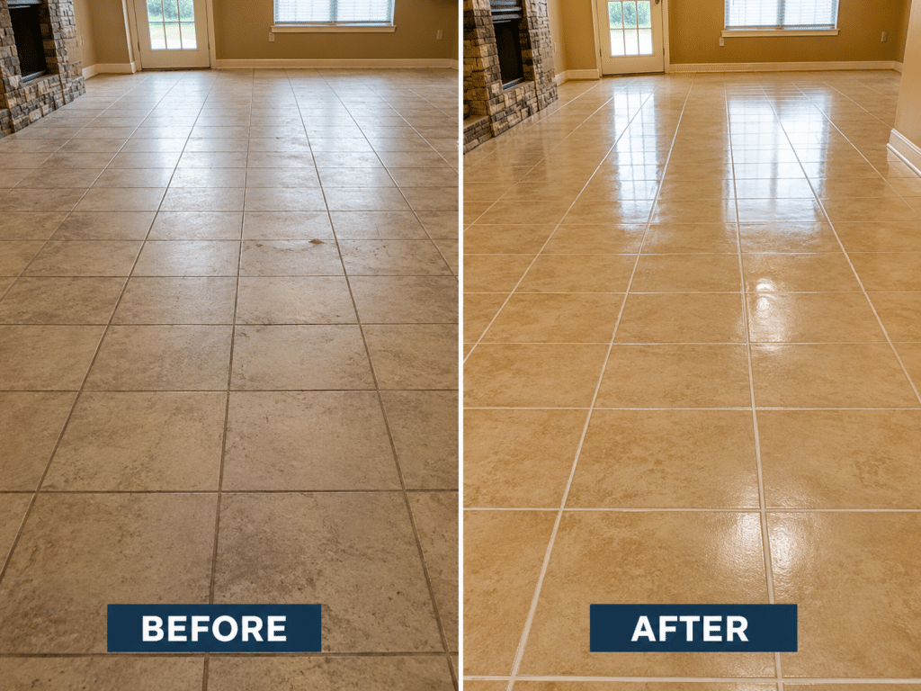 Strip and Seal on Tile Before After